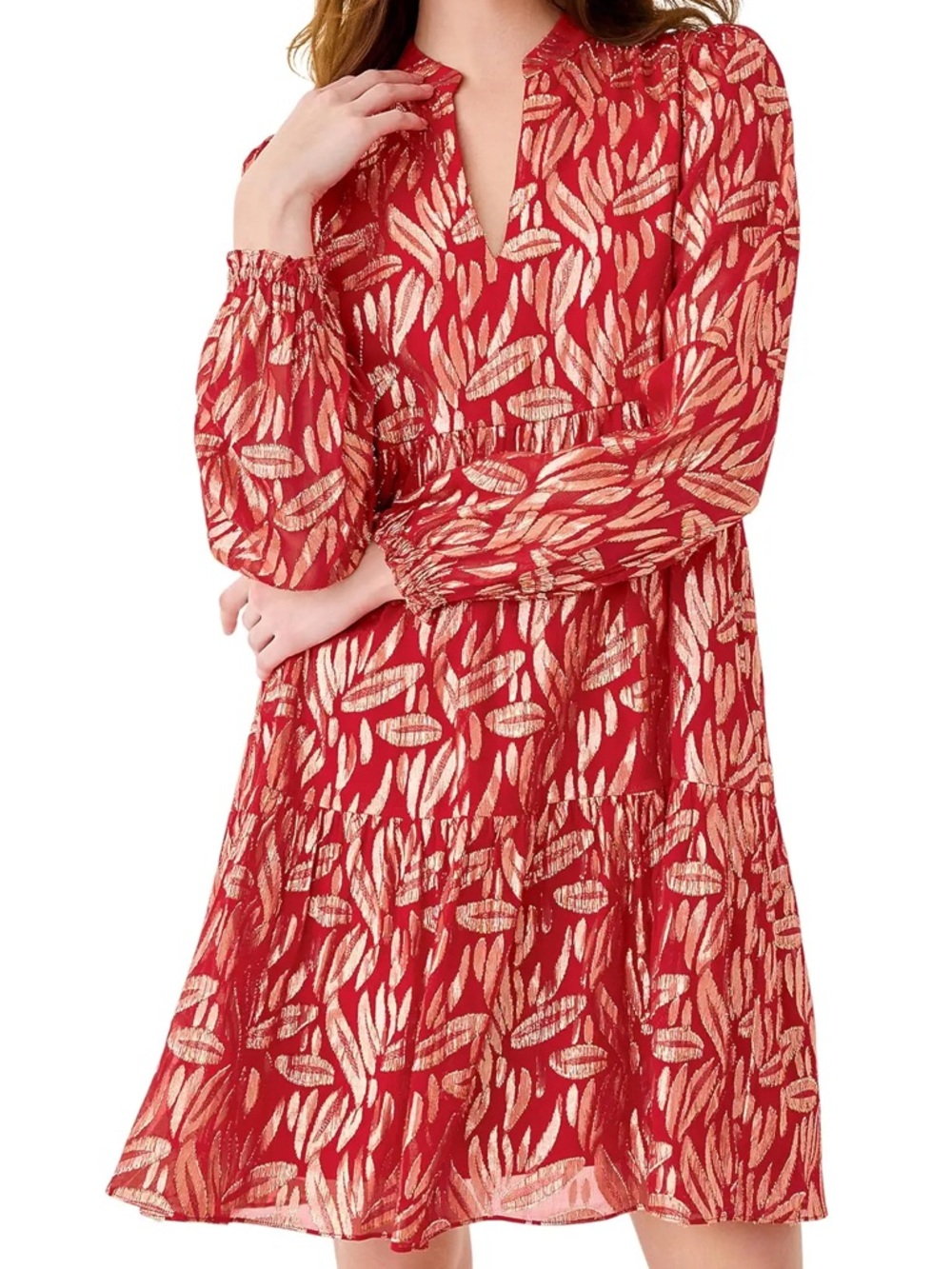 Lilly Pulitzer Red Dress with Gold Leaf Print